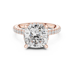 3.50 CT Cushion Cut Hidden Halo Diamond Engagement Ring with Pavé Band