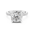 3.50 CT Cushion Cut Hidden Halo Diamond Engagement Ring with Pavé Band