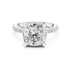 3.50 CT Cushion Cut Hidden Halo Diamond Engagement Ring with Pavé Band