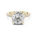 3.50 CT Cushion Cut Hidden Halo Diamond Engagement Ring with Pavé Band