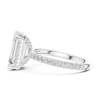 3.50 CT Emerald Cut Hidden Halo Diamond Engagement Ring with Pavé Band