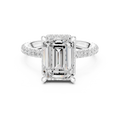 3.50 CT Emerald Cut Hidden Halo Diamond Engagement Ring with Pavé Band