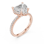 3.50 CT Heart Cut Hidden Halo Diamond Engagement Ring with Pavé Band