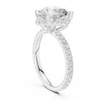 3.50 CT Heart Cut Hidden Halo Diamond Engagement Ring with Pavé Band