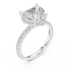 3.50 CT Heart Cut Hidden Halo Diamond Engagement Ring with Pavé Band