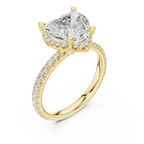 3.50 CT Heart Cut Hidden Halo Diamond Engagement Ring with Pavé Band