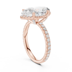 3.50 CT Marquise Cut Hidden Halo Diamond Engagement Ring with Pavé Band