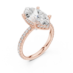3.50 CT Marquise Cut Hidden Halo Diamond Engagement Ring with Pavé Band