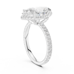 3.50 CT Marquise Cut Hidden Halo Diamond Engagement Ring with Pavé Band