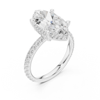 3.50 CT Marquise Cut Hidden Halo Diamond Engagement Ring with Pavé Band