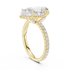 3.50 CT Marquise Cut Hidden Halo Diamond Engagement Ring with Pavé Band