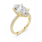 3.50 CT Marquise Cut Hidden Halo Diamond Engagement Ring with Pavé Band