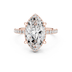 3.50 CT Marquise Cut Hidden Halo Diamond Engagement Ring with Pavé Band