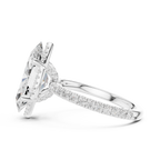 3.50 CT Marquise Cut Hidden Halo Diamond Engagement Ring with Pavé Band
