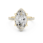 3.50 CT Marquise Cut Hidden Halo Diamond Engagement Ring with Pavé Band