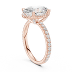 3.50 CT Oval Cut Hidden Halo Diamond Engagement Ring with Pavé Band