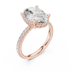 3.50 CT Oval Cut Hidden Halo Diamond Engagement Ring with Pavé Band