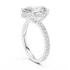 3.50 CT Oval Cut Hidden Halo Diamond Engagement Ring with Pavé Band
