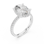 3.50 CT Oval Cut Hidden Halo Diamond Engagement Ring with Pavé Band