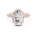 3.50 CT Oval Cut Hidden Halo Diamond Engagement Ring with Pavé Band