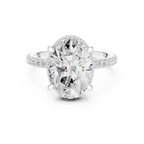 3.50 CT Oval Cut Hidden Halo Diamond Engagement Ring with Pavé Band