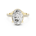 3.50 CT Oval Cut Hidden Halo Diamond Engagement Ring with Pavé Band