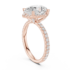 3.50 CT Pear Cut Hidden Halo Diamond Engagement Ring with Pavé Band