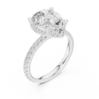 3.50 CT Pear Cut Hidden Halo Diamond Engagement Ring with Pavé Band