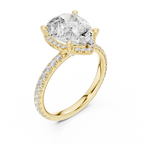 3.50 CT Pear Cut Hidden Halo Diamond Engagement Ring with Pavé Band