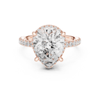 3.50 CT Pear Cut Hidden Halo Diamond Engagement Ring with Pavé Band
