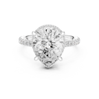 3.50 CT Pear Cut Hidden Halo Diamond Engagement Ring with Pavé Band