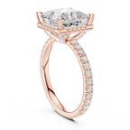 3.50 CT Princess Cut Hidden Halo Diamond Engagement Ring with Pavé Band