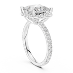 3.50 CT Princess Cut Hidden Halo Diamond Engagement Ring with Pavé Band