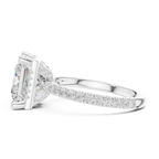 3.50 CT Princess Cut Hidden Halo Diamond Engagement Ring with Pavé Band