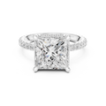3.50 CT Princess Cut Hidden Halo Diamond Engagement Ring with Pavé Band