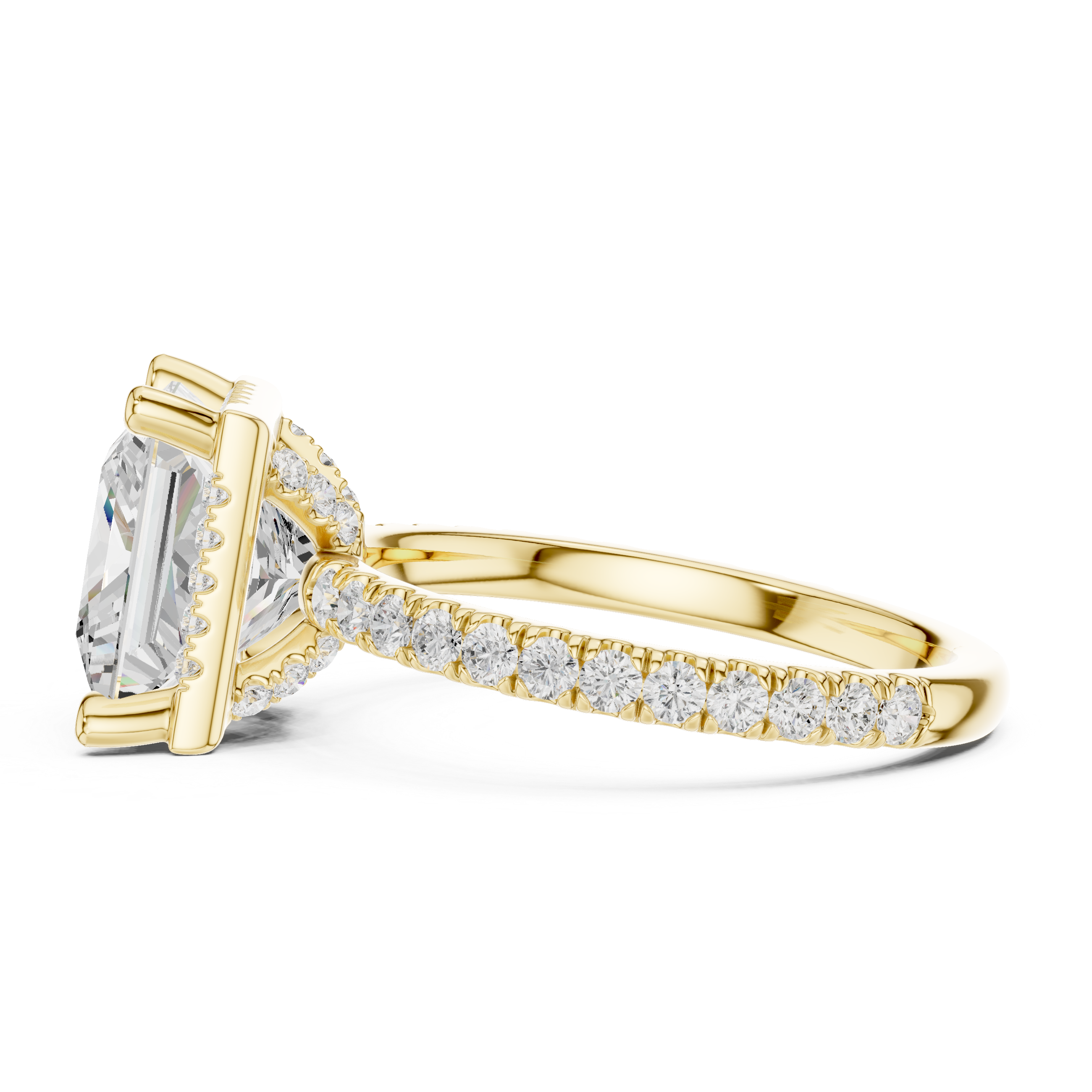 3.50 CT Princess Cut Hidden Halo Diamond Engagement Ring with Pavé Band