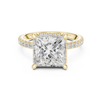 3.50 CT Princess Cut Hidden Halo Diamond Engagement Ring with Pavé Band
