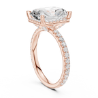 3.50 CT Radiant Cut Hidden Halo Diamond Engagement Ring with Pavé Band