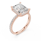 3.50 CT Radiant Cut Hidden Halo Diamond Engagement Ring with Pavé Band