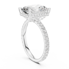 3.50 CT Radiant Cut Hidden Halo Diamond Engagement Ring with Pavé Band