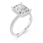 3.50 CT Radiant Cut Hidden Halo Diamond Engagement Ring with Pavé Band