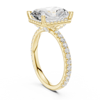 3.50 CT Radiant Cut Hidden Halo Diamond Engagement Ring with Pavé Band