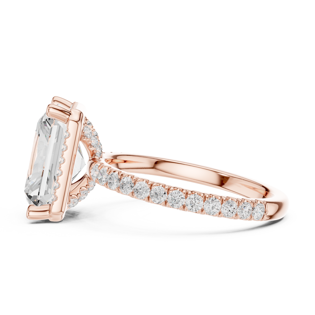 3.50 CT Radiant Cut Hidden Halo Diamond Engagement Ring with Pavé Band