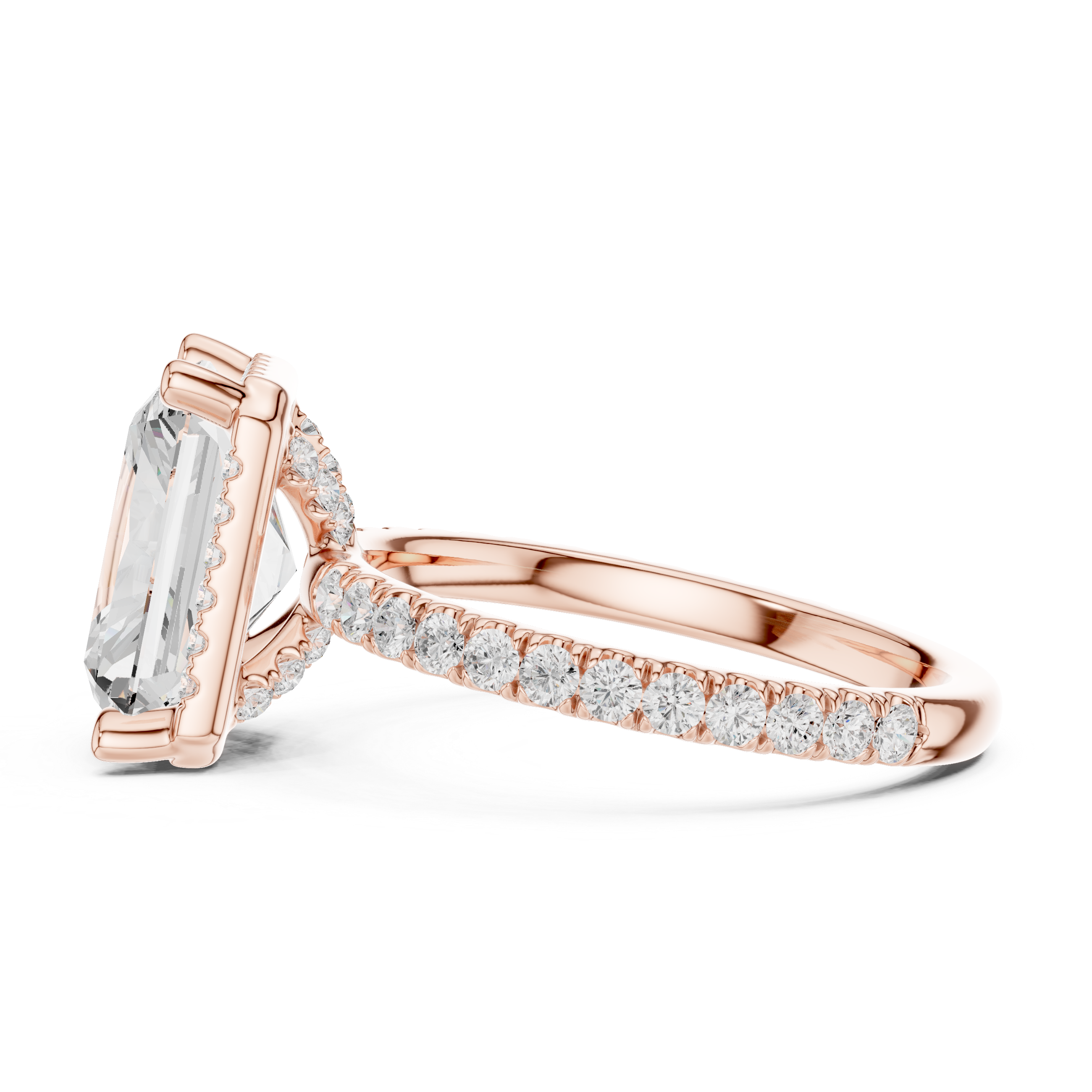 3.50 CT Radiant Cut Hidden Halo Diamond Engagement Ring with Pavé Band