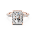 3.50 CT Radiant Cut Hidden Halo Diamond Engagement Ring with Pavé Band