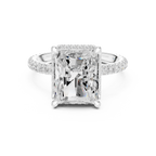 3.50 CT Radiant Cut Hidden Halo Diamond Engagement Ring with Pavé Band