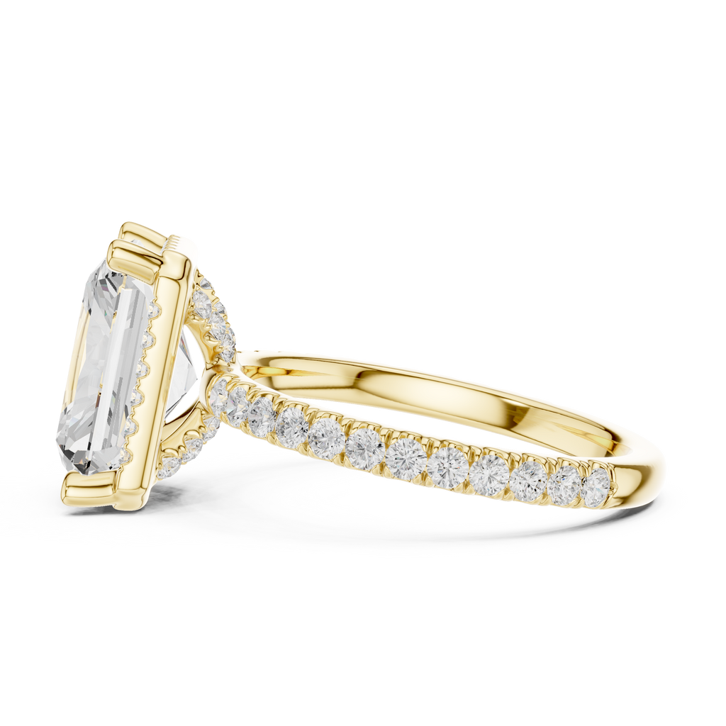 3.50 CT Radiant Cut Hidden Halo Diamond Engagement Ring with Pavé Band