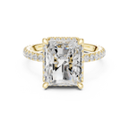 3.50 CT Radiant Cut Hidden Halo Diamond Engagement Ring with Pavé Band