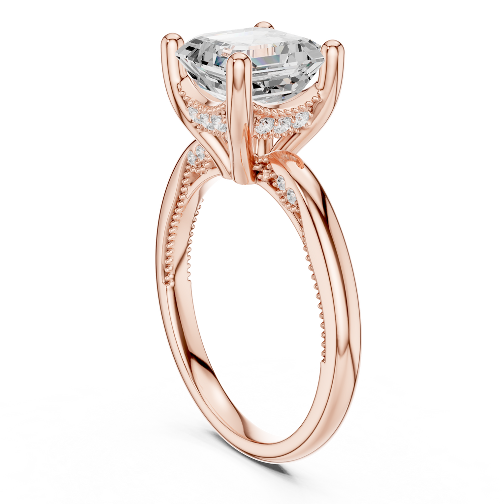 2.50 CT Asscher Cut Cathedral Diamond Engagement Ring with Hidden Pavé Gallery