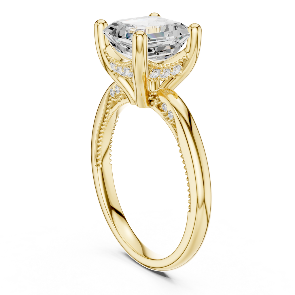 2.50 CT Asscher Cut Cathedral Diamond Engagement Ring with Hidden Pavé Gallery